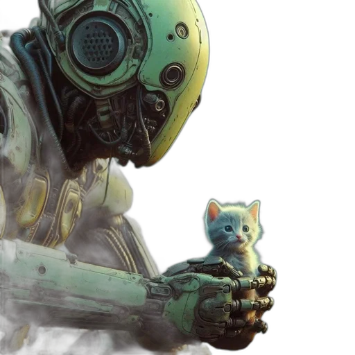 robot, concept art, cyberpunk, 3d render transparent PNG cut-out