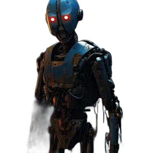 robot, mask, creature, staff transparent PNG cut-out