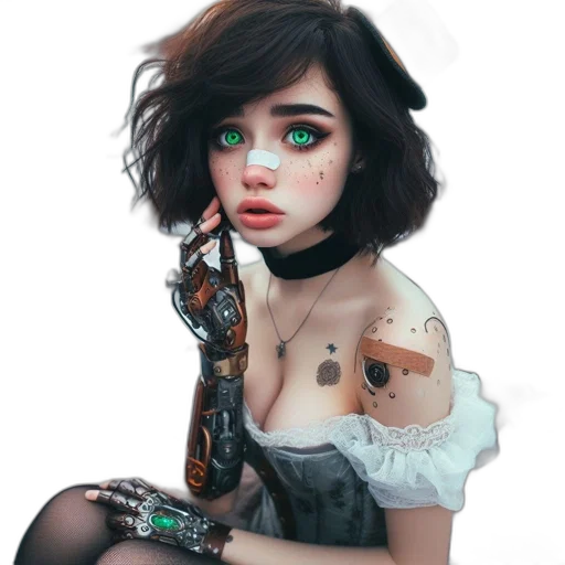 dress, robot, face, creature transparent PNG cut-out