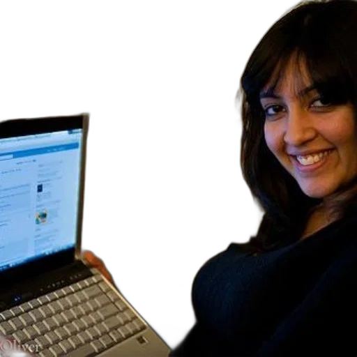 staff, woman, smiles, while transparent PNG cut-out