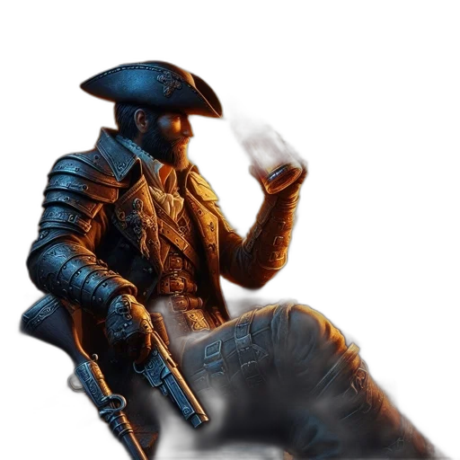 jacket, hat, weapon, robot transparent PNG cut-out