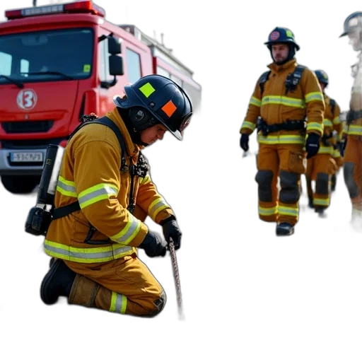 staff, fire, group, firefighters transparent PNG cut-out
