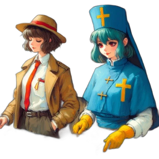 staff, jacket, hat, concept art transparent PNG cut-out