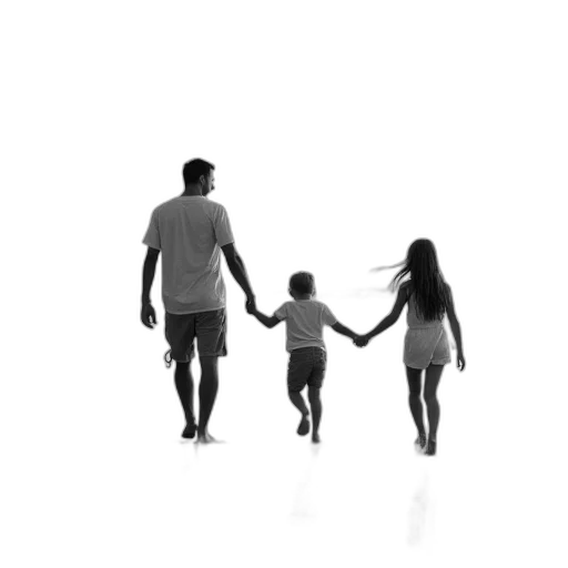 3d render, black, white, family transparent PNG cut-out