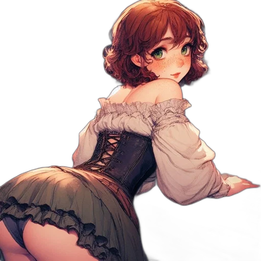 dress, staff, weapon, flower transparent PNG cut-out