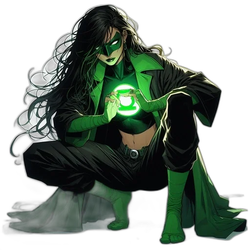 comic book art, concept art, fantasy art, green transparent PNG cut-out