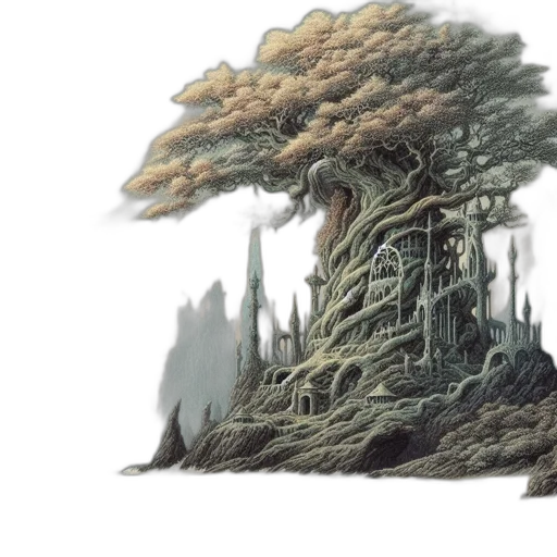 tree, dragon, crown, hair transparent PNG cut-out