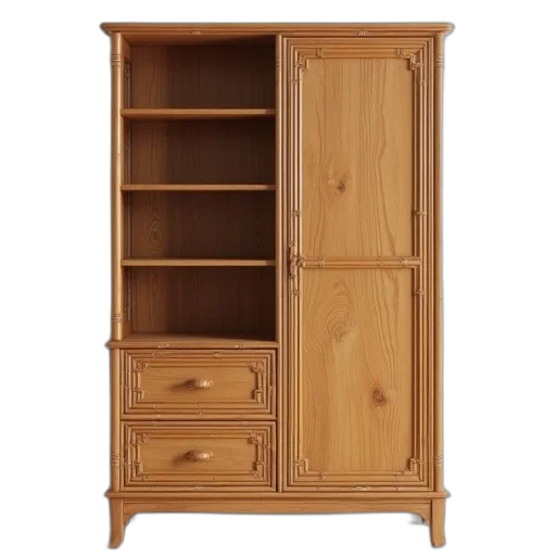 furniture, 3d render, bamboo, bookcase transparent PNG cut-out