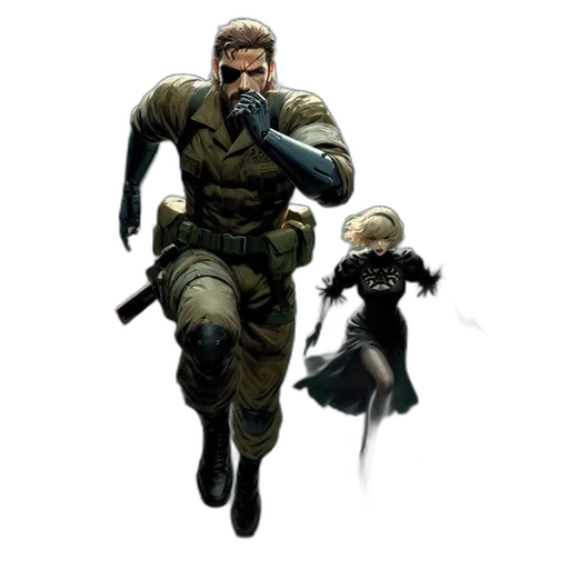 concept art, comic book art, pixel art, two transparent PNG cut-out