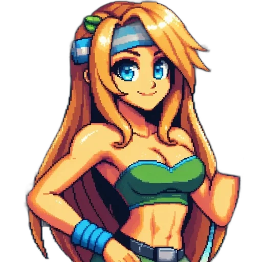 dress, staff, robot, pixel art transparent PNG cut-out
