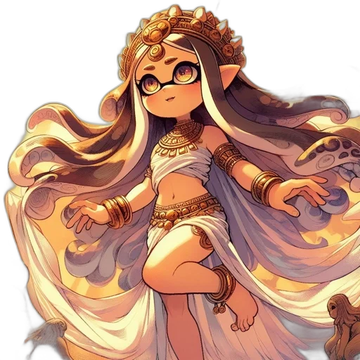 crown, dress, staff, fantasy art transparent PNG cut-out
