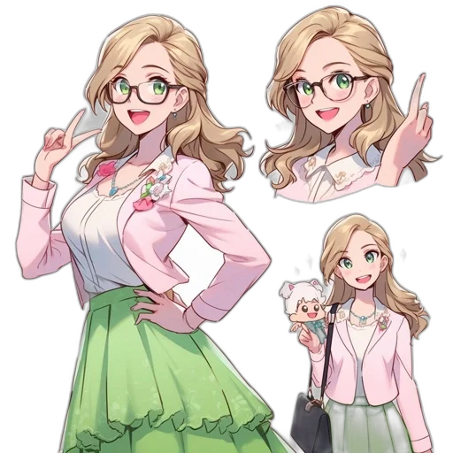 dress, staff, anime, concept art transparent PNG cut-out