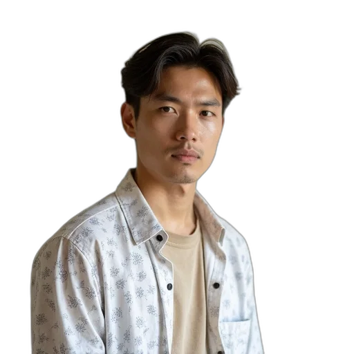 jacket, staff, face, creature transparent PNG cut-out