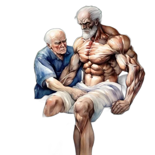 concept art, comic book art, photorealistic, elderly transparent PNG cut-out
