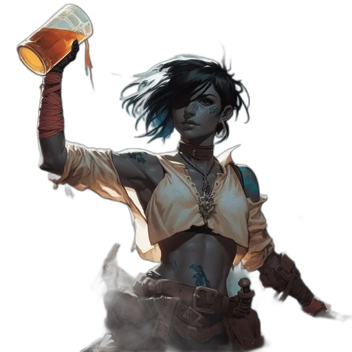 concept art, fantasy art, comic book art, cyberpunk transparent PNG cut-out