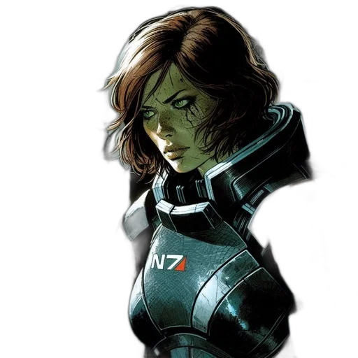 comic book art, concept art, green, female transparent PNG cut-out