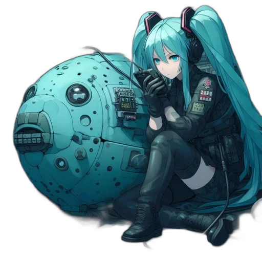 weapon, robot, jacket, staff transparent PNG cut-out
