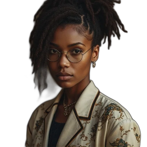 jacket, face, hair, staff transparent PNG cut-out