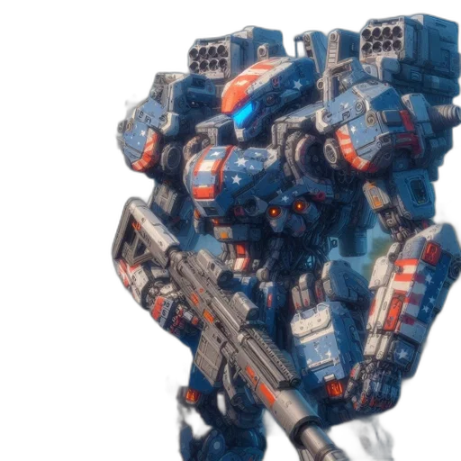 robot, weapon, jacket, face transparent PNG cut-out