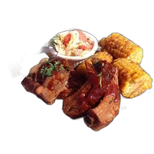 food, plate, barbecue, ribs transparent PNG cut-out