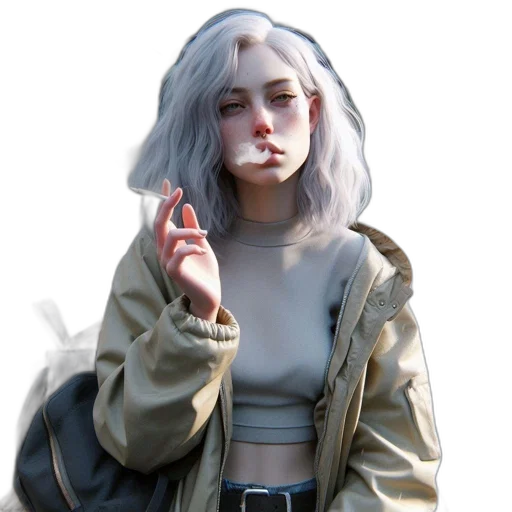 jacket, face, staff, creature transparent PNG cut-out