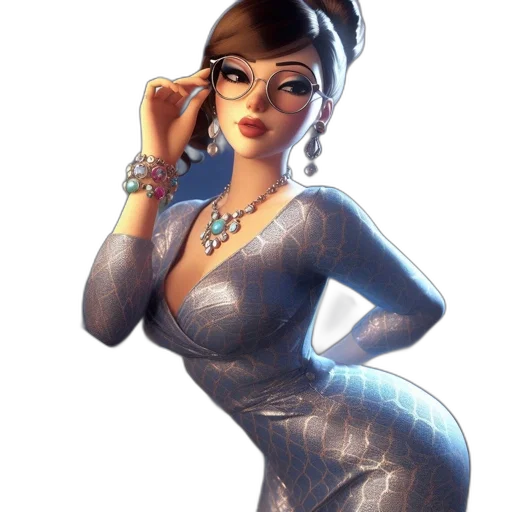 dress, jewelry, staff, face transparent PNG cut-out