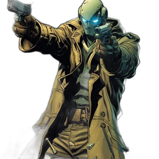 jacket, mask, weapon, comic book art transparent PNG cut-out