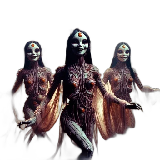 creature, mask, jewelry, staff transparent PNG cut-out