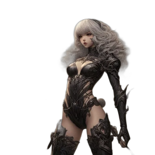 hair, concept art, fantasy art, 3d render transparent PNG cut-out