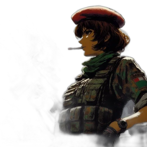 weapon, jacket, concept art, photorealistic transparent PNG cut-out