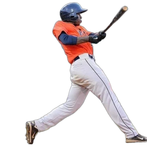 baseball, player, orange, jersey transparent PNG cut-out