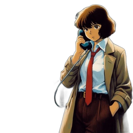 jacket, staff, concept art, anime transparent PNG cut-out