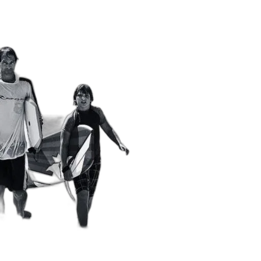underwater, two, surfers, carrying transparent PNG cut-out