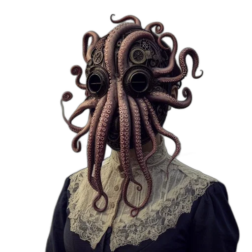 creature, mask, hair, dress transparent PNG cut-out