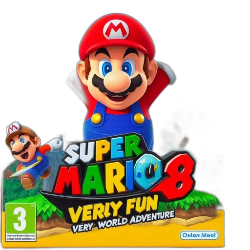 3d render, concept art, mario, stands transparent PNG cut-out