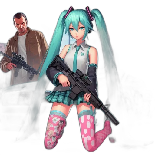 weapon, anime, concept art, vaporwave transparent PNG cut-out