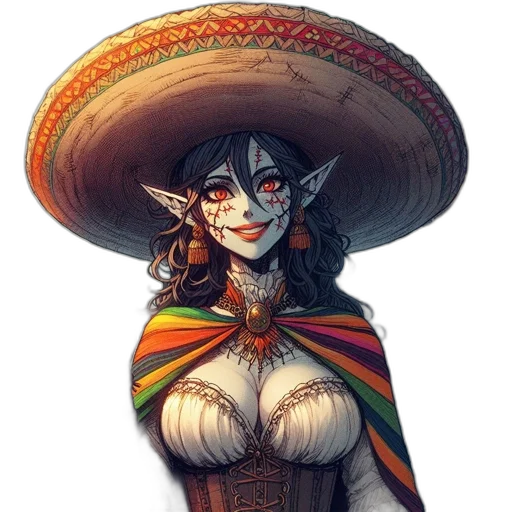 hat, dress, mask, staff transparent PNG cut-out