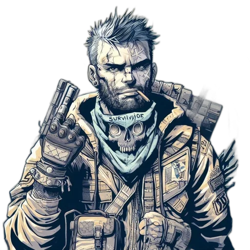 jacket, weapon, comic book art, concept art transparent PNG cut-out