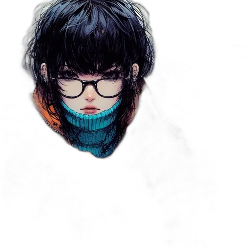face, mask, jacket, hair transparent PNG cut-out