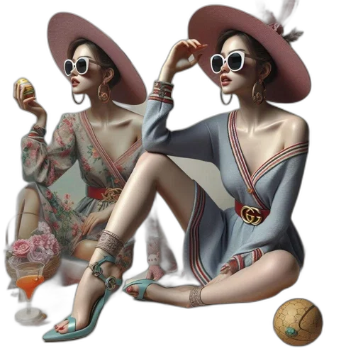 jewelry, hat, dress, photorealistic transparent PNG cut-out