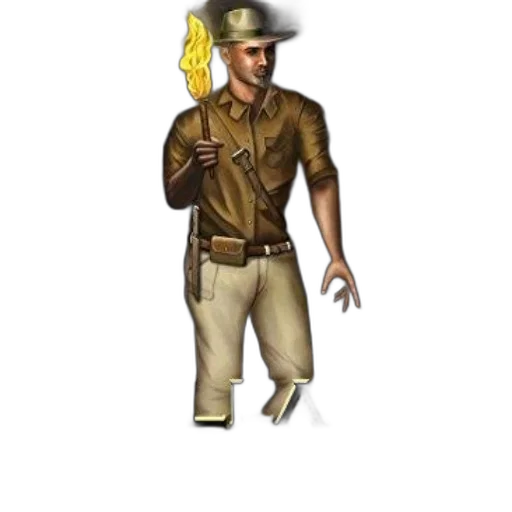 staff, hat, jacket, weapon transparent PNG cut-out