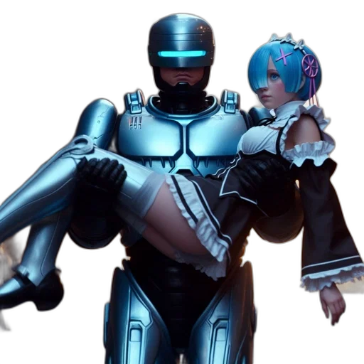 robot, concept art, 3d render, cyberpunk transparent PNG cut-out