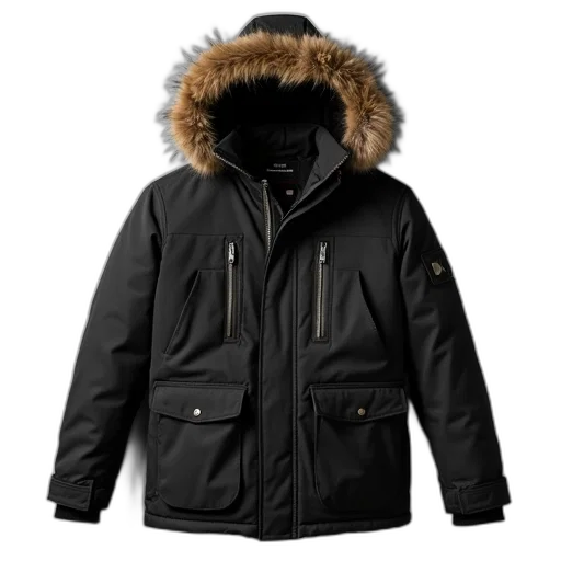 jacket, black, winter, coat transparent PNG cut-out