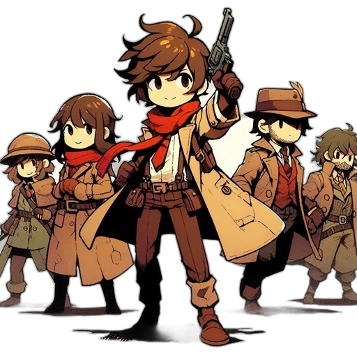 weapon, staff, jacket, pixel art transparent PNG cut-out
