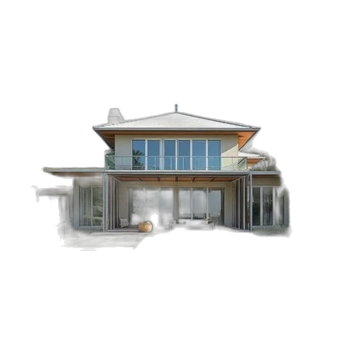 building, furniture, umbrella, 3d render transparent PNG cut-out