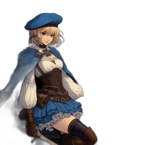 dress, weapon, staff, hat transparent PNG cut-out