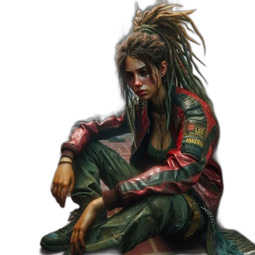 jacket, concept art, cyberpunk, comic book art transparent PNG cut-out