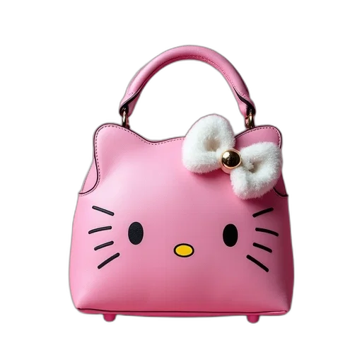photorealistic, purse, pink, hello transparent PNG cut-out