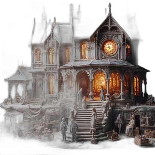 building, concept art, fantasy art, 3d render transparent PNG cut-out