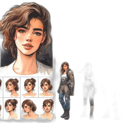 hair, concept art, photorealistic, watercolor transparent PNG cut-out